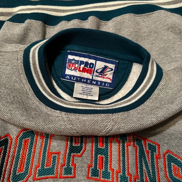 VINTAGE Miami Dolphins Pro Line Crewneck Sweatshirt Gray Men’s Size L - Picture 2 of 3